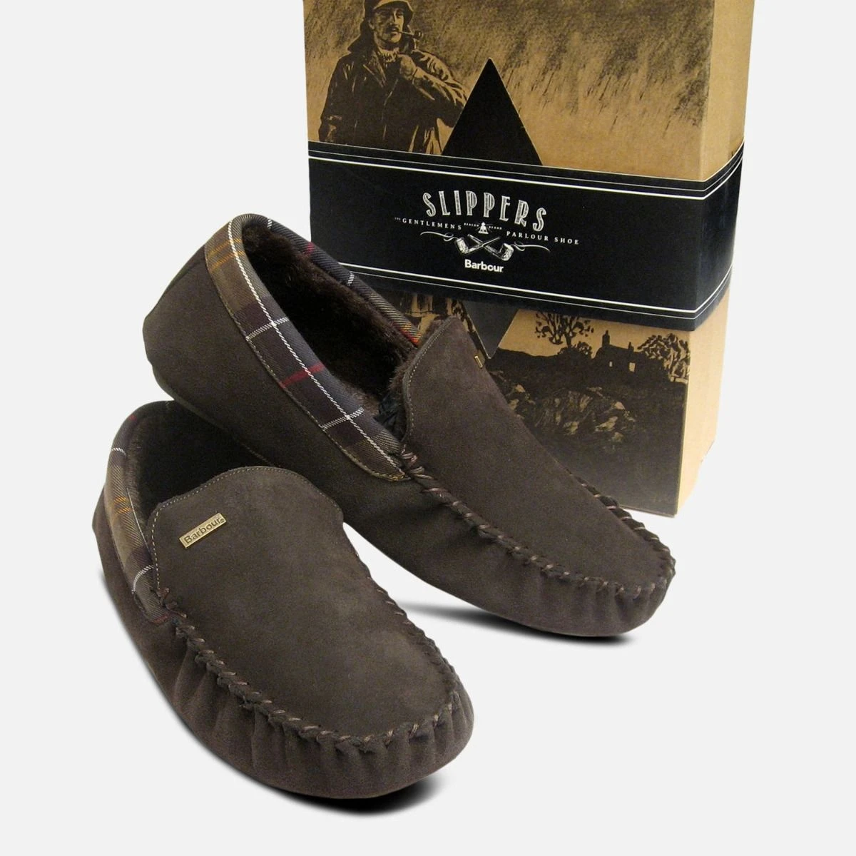 BARBOUR  SIZE 8 TAN LEATHER MEN’S SLIPPERS *NEW* Barbour Everitt Mule Slippers | Uncrate Supply main image 2