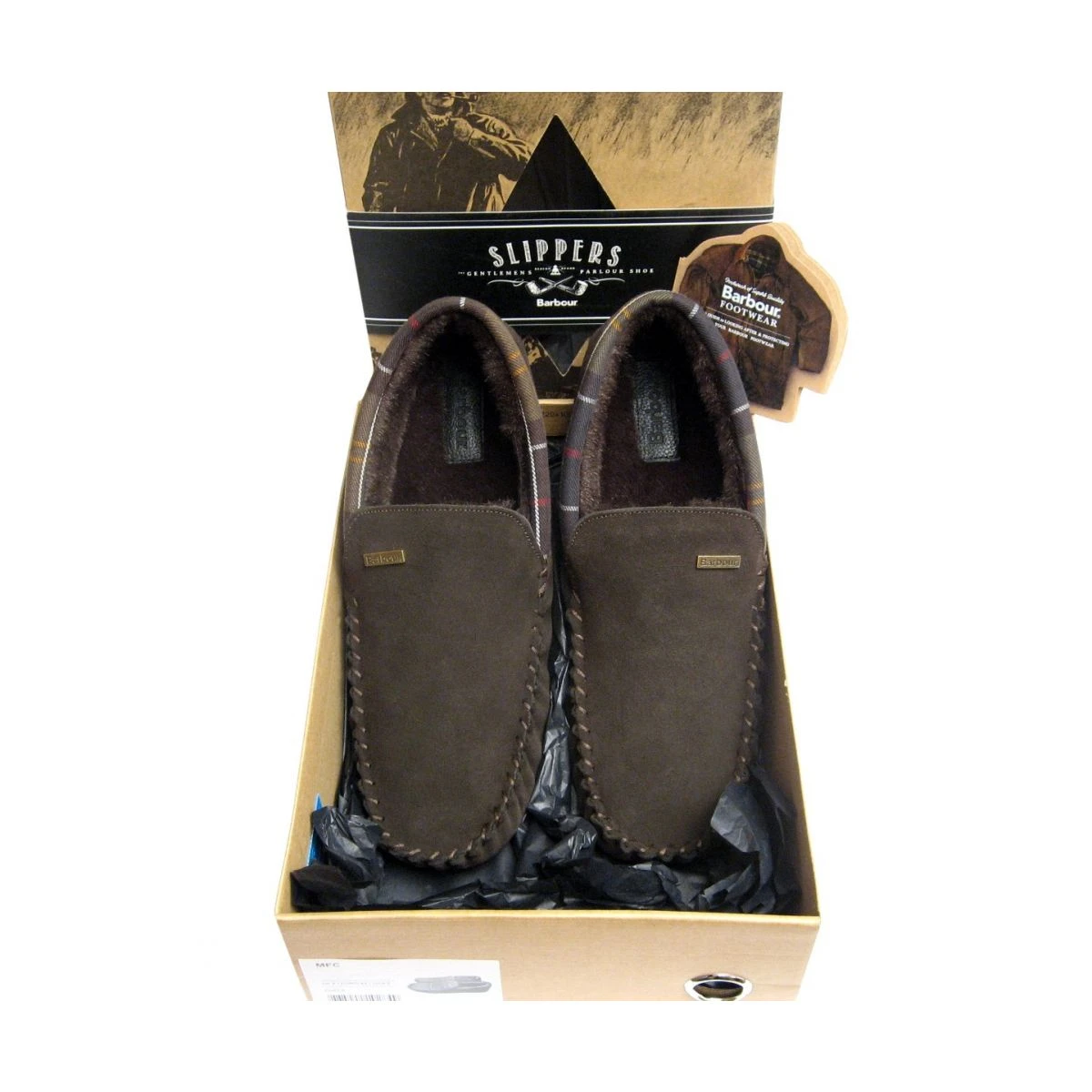 BARBOUR MONTY BROWN SUEDE SHEARLING SLIPPERS SIZE M7 W9 Barbour Monty Men main image 4