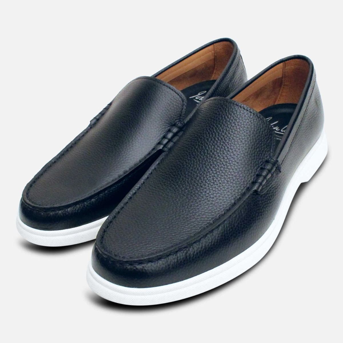 Men\'s Blue Leather Slip-On Loafers/Shoes W/White Sole Size 10, 11, 12, & 13 NWOB Men main image 4