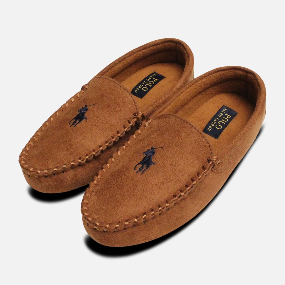 Ralph Lauren Dezi 3 Polo Snuff Brown & Navy Slippers display picture 3