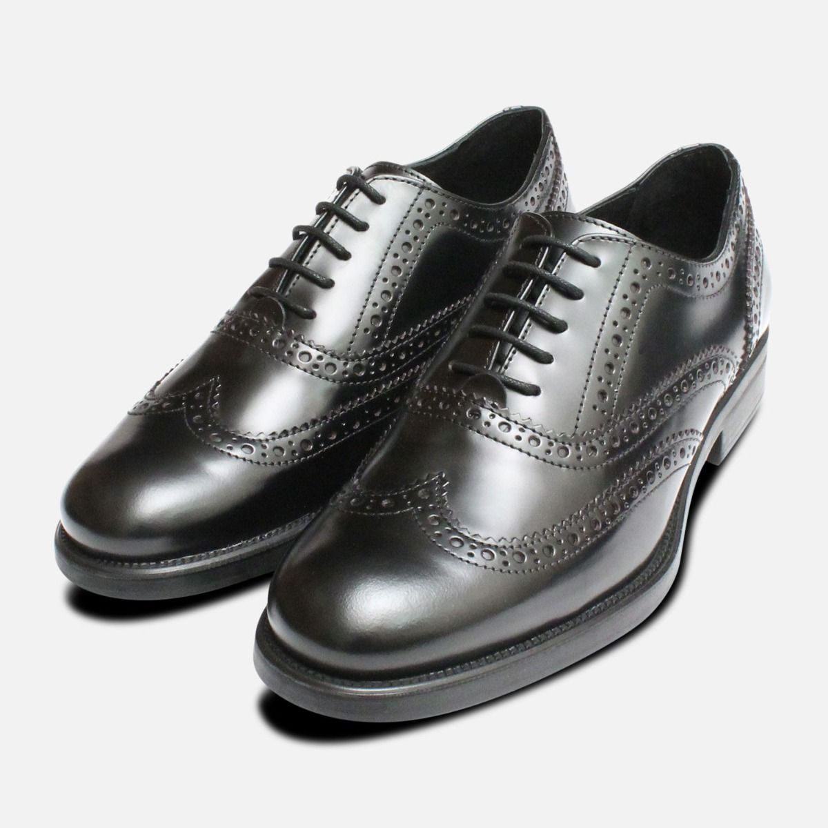Gravitypope Black Leather Brogue Shoes, US 7 EU 39, Made in Italy Men main image 3