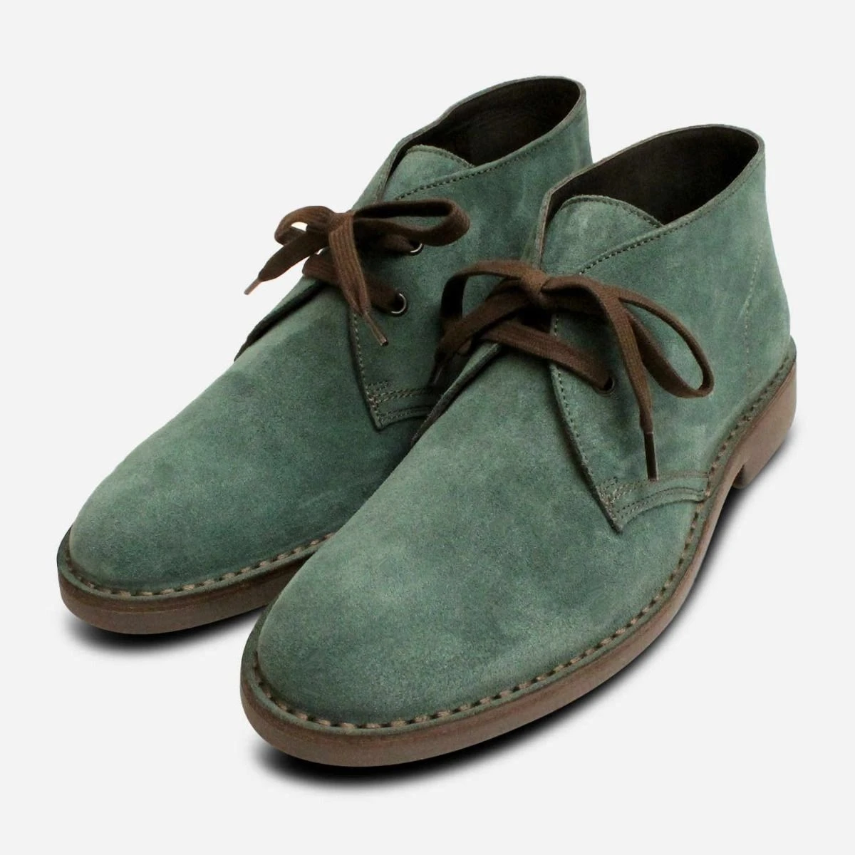Pine Green Suede Italian Mens Designer Desert Boots display picture 3