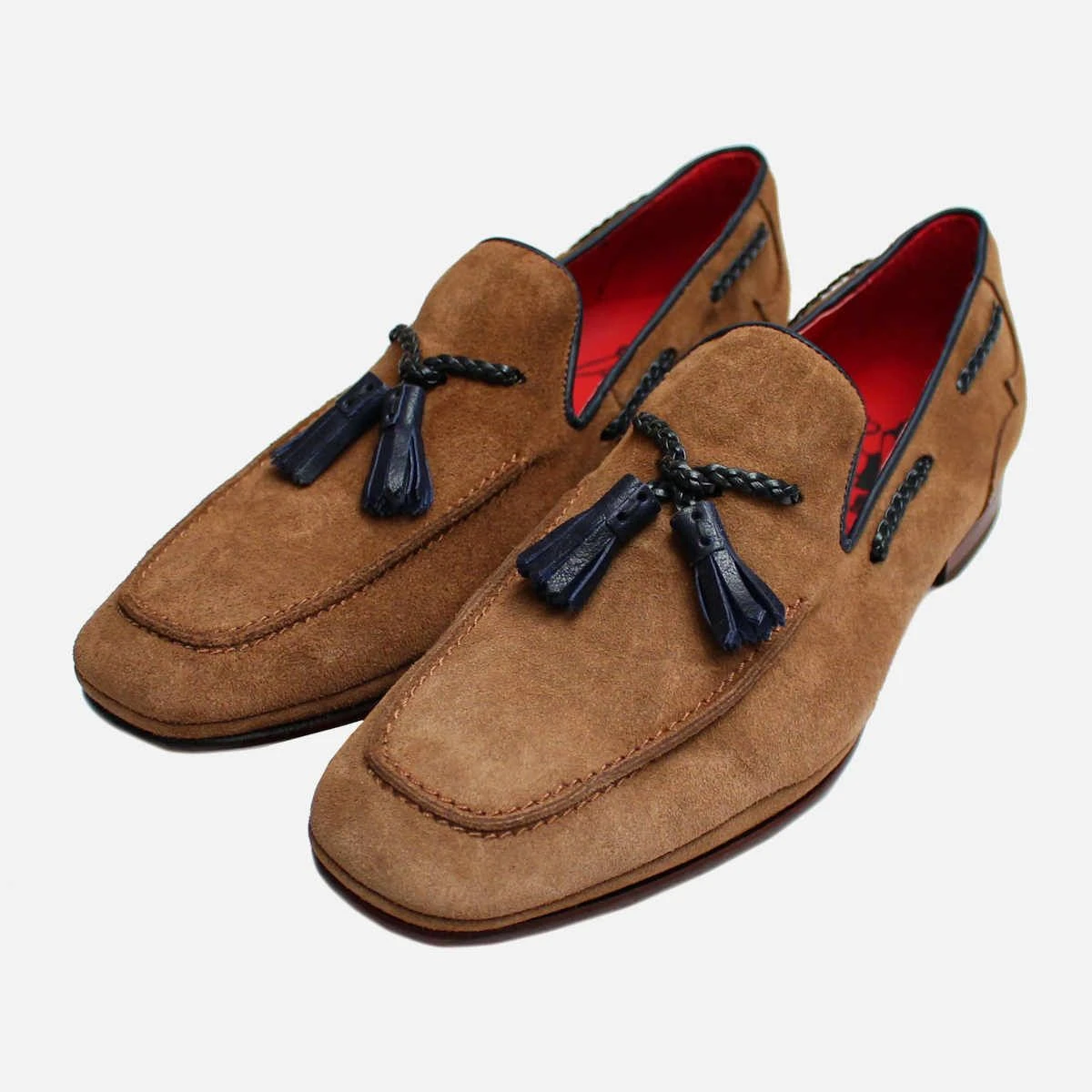 Jeffery West Brown Rhum Suede Luxury Tassel Loafer Shoes