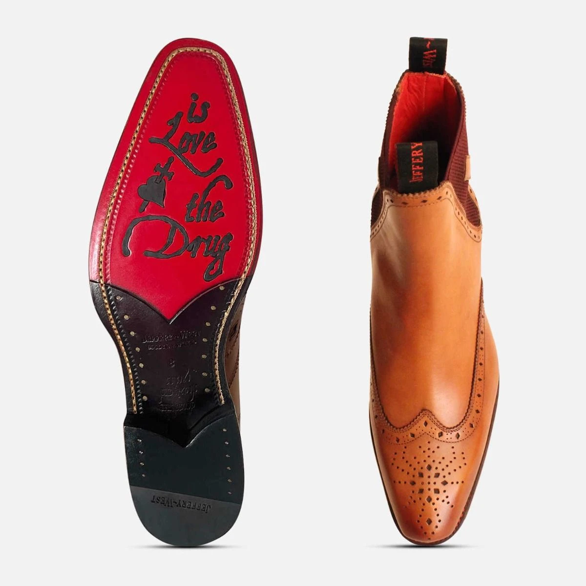 Jeffery West Premium Honey Tan Spider Chelsea Boot Brogue display picture 1