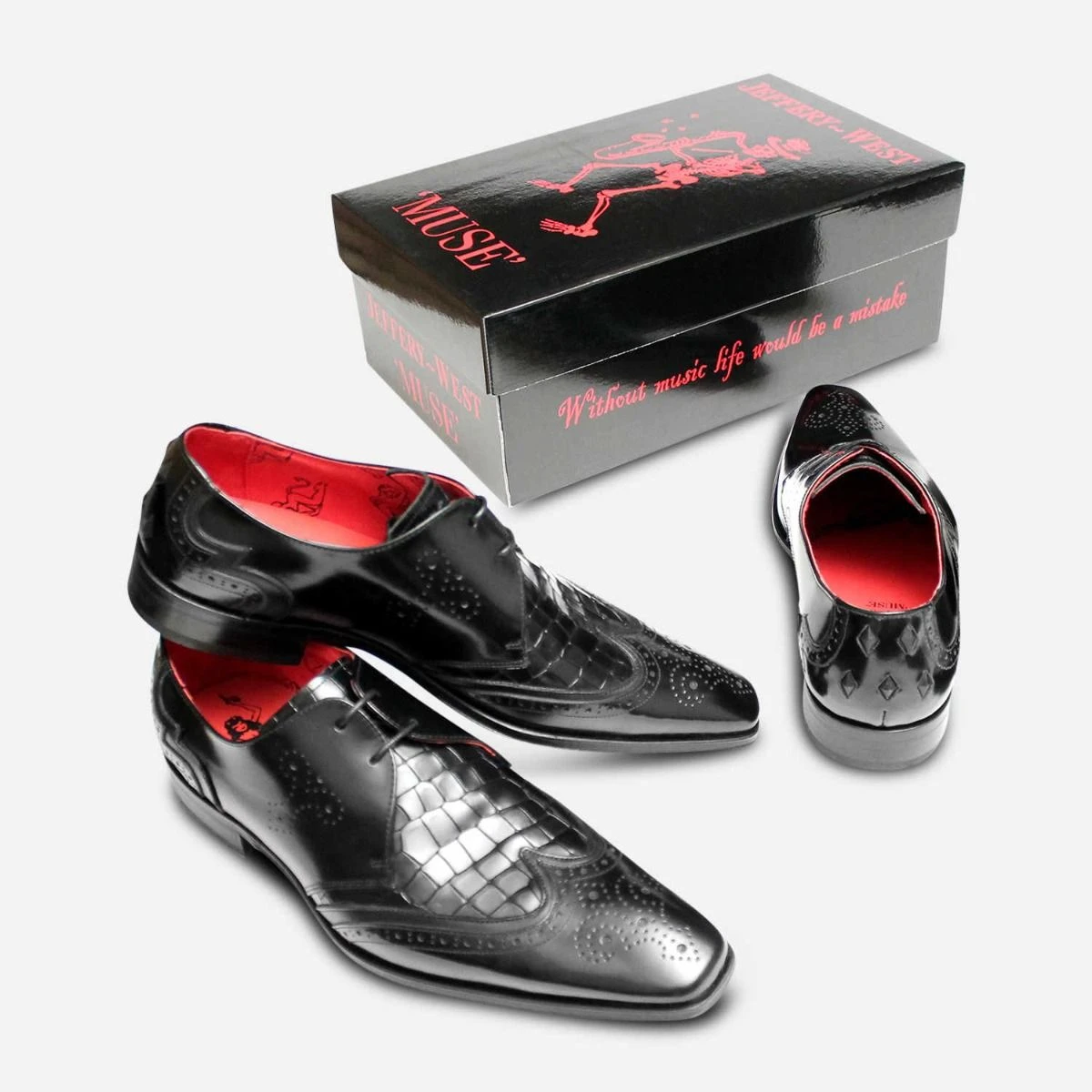 Jeffery West Muse Elegant Black Leather Oxfords, size 7 Mens Jeffery West Arrow Head Shoes In Black | Soletrader main image 3