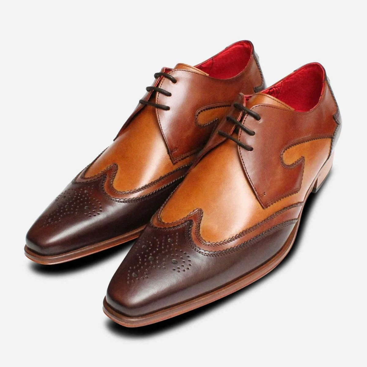 Two Tone Wingtip Brogues in Brown by Jeffery West display picture 3
