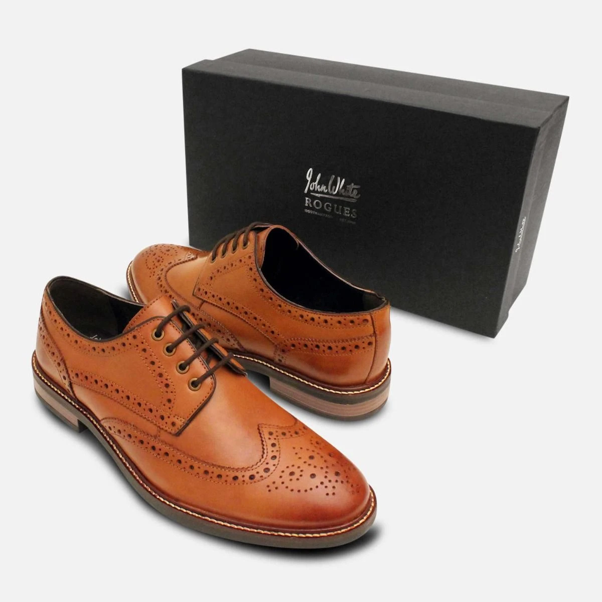 Trask Men\'s Tan Wingtip Derby with White Sole Men main image 3