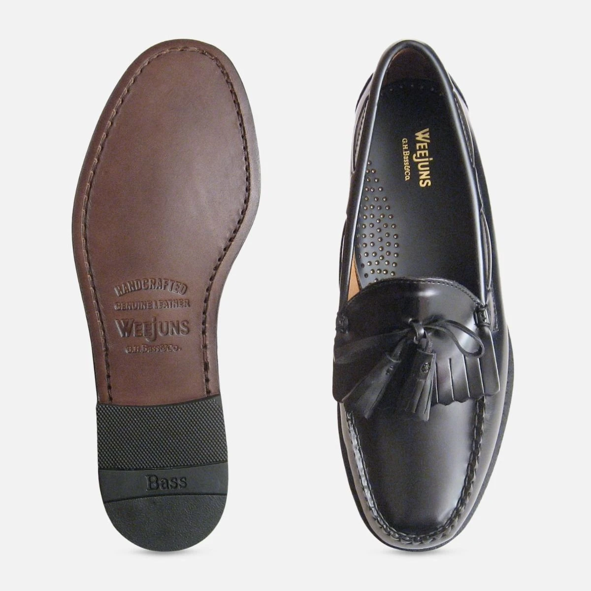 Mens Black Polished Formal Fringe & Tassel Loafers by Bass 