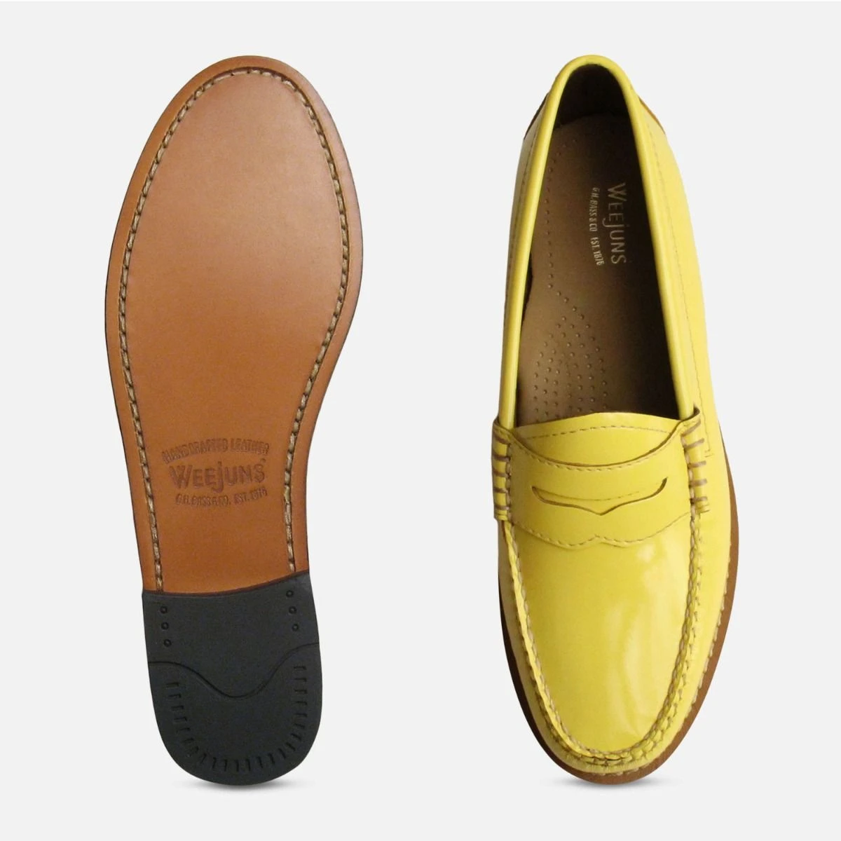 Lemon Yellow Patent Leather Ladies Loafers Bass Shoes Lemon Yellow Patent Leather Ladies Loafers Bass Shoes