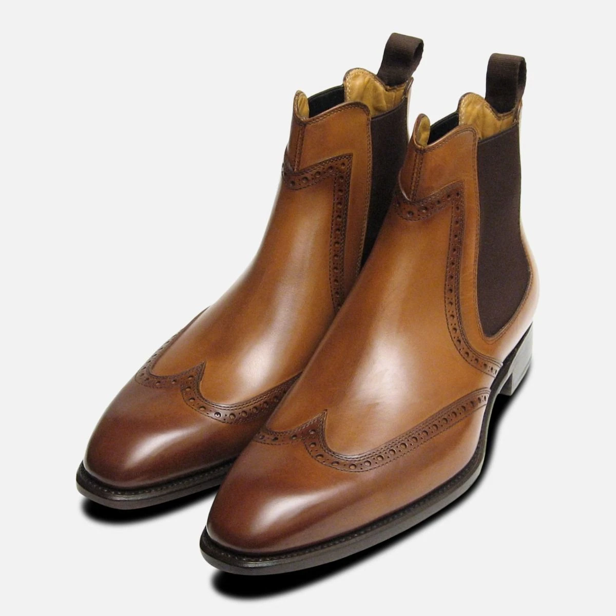 Carlos Santos Men’s Captoe 10D Golden Tan Brown Burnished Leather Dress Shoes Carlos Santos - Blue Sole Shoes main image 2