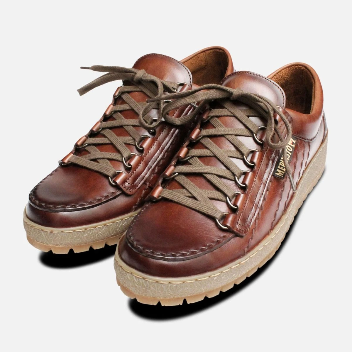 ブラウン レザー モカシン　mephisto Waxy Chestnut Rainbow Mephisto Shoes