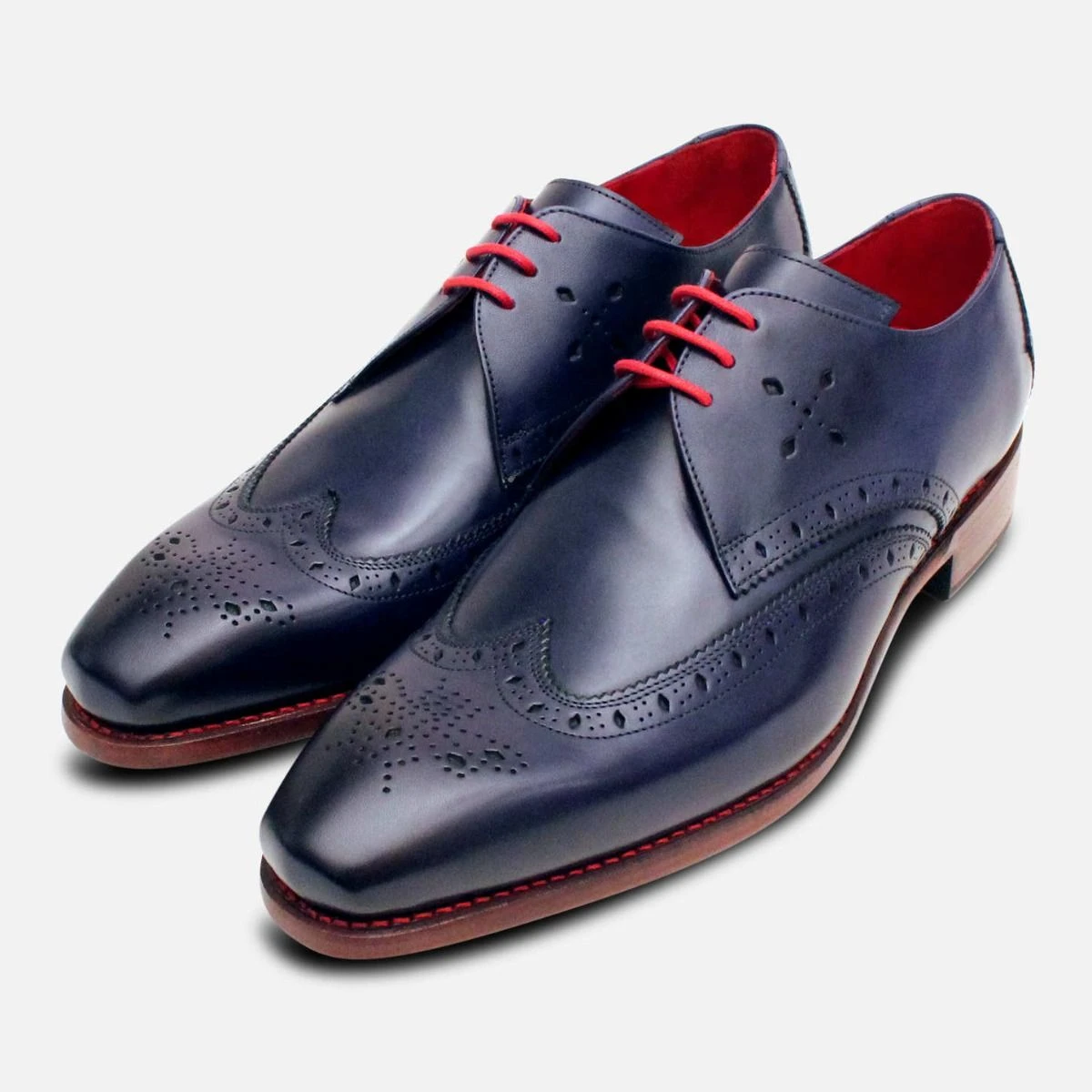 Jeffery West Navy Blue Premium Diamond Brogue Lace Up Shoe