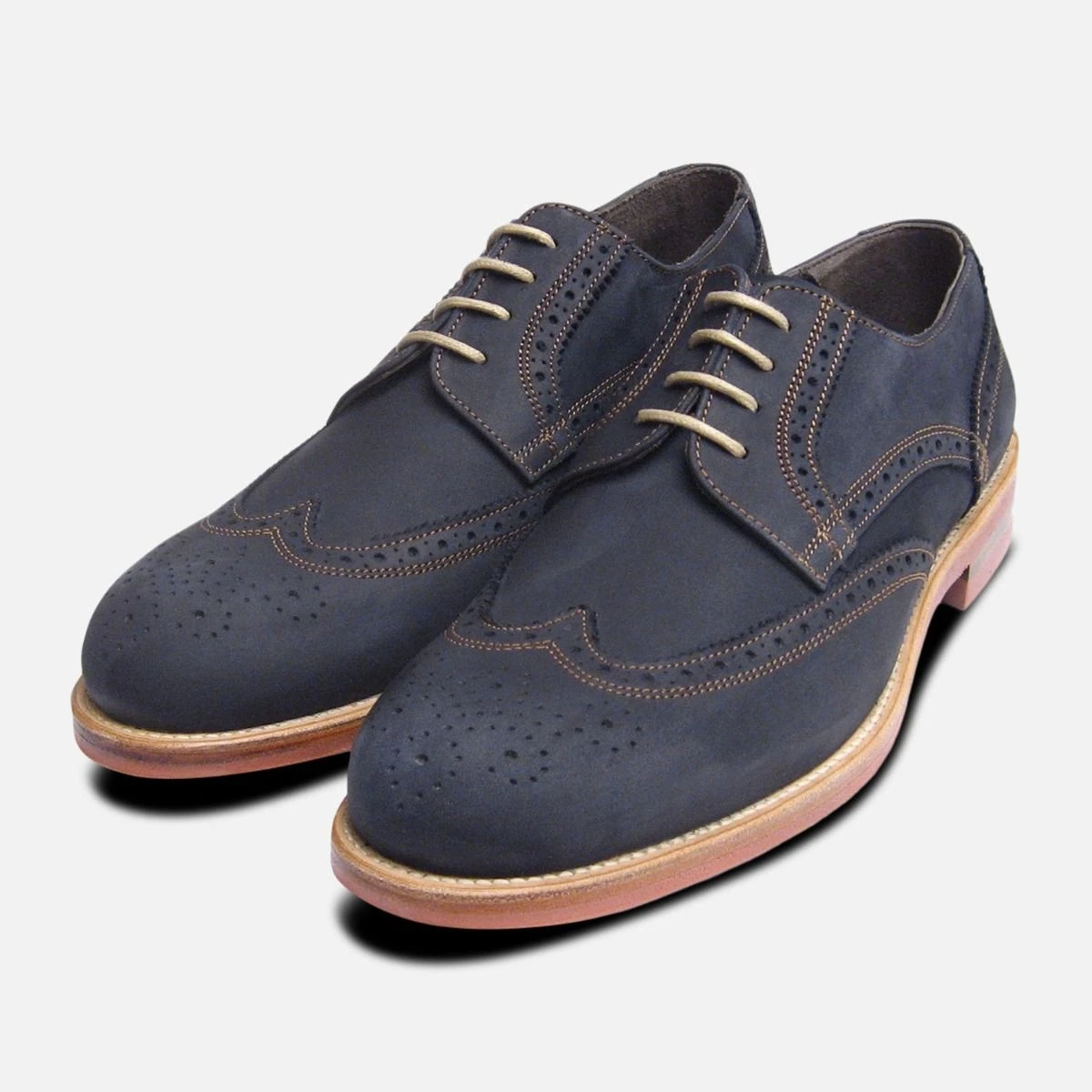 Navy Blue Nubuck Mens Lace Up Brogues by John White Shoes Navy Blue Nubuck Mens Lace Up Brogues by John White Shoes