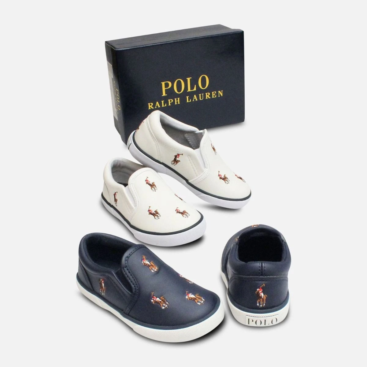 Polo by Ralph Lauren Navy Blue Shoe Box with Logo In Original Box Polo Ralph Lauren Kids Size EUR 30.5 Faux  main image 2