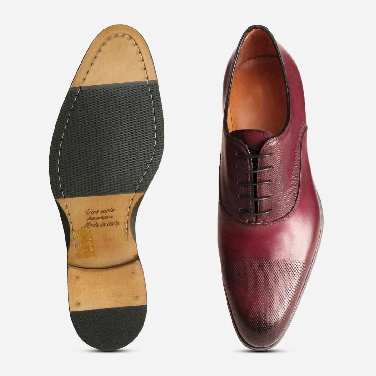 Oxblood Lace Up Italian Oxford Dress Shoes for Men