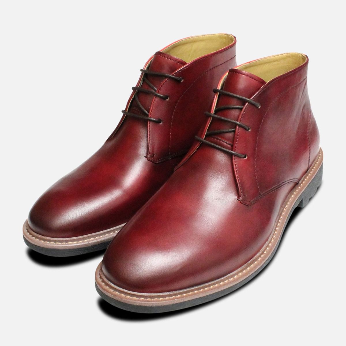 14th And Union Cranberry Red Men\'s Shoes Chukka Boots Upper Leather Size 10 Oxblood Burgundy Chukka Boots by Steptronic Shoes main image 4
