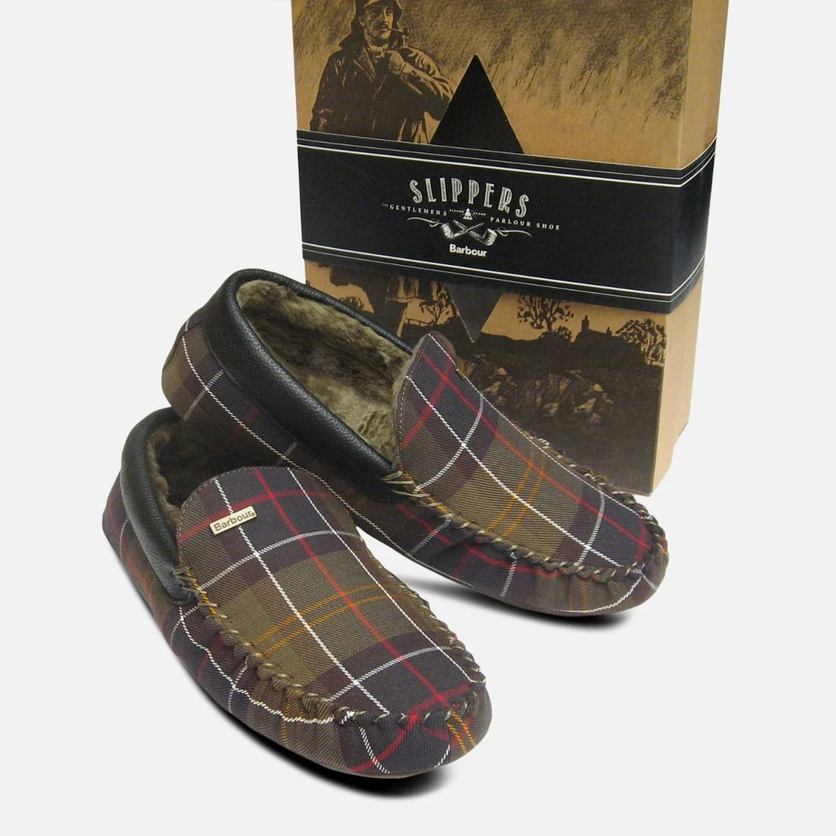 Barbour Monty Classic Tartan Warm Mens Slippers display picture 1