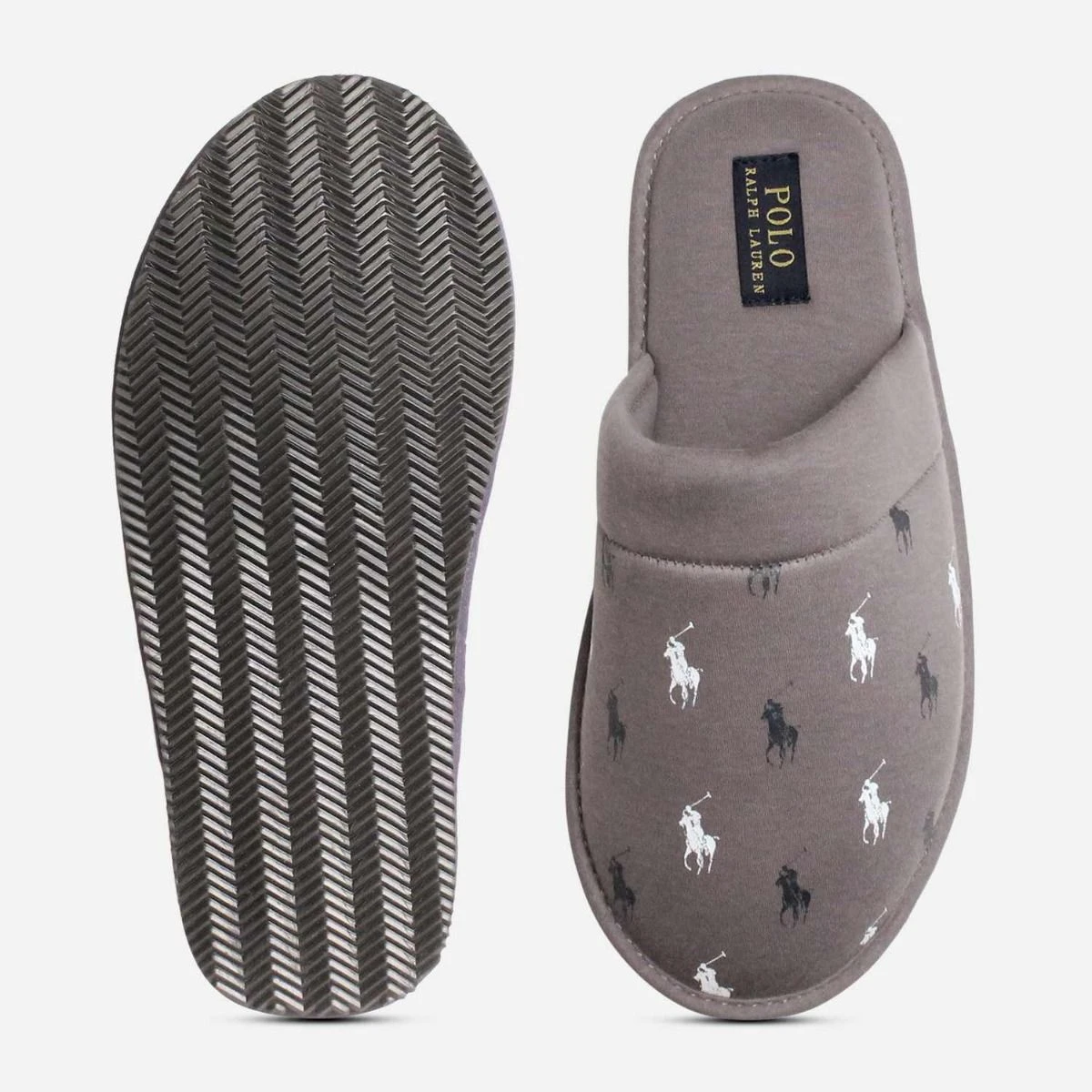 Ralph Lauren Grey Multi Polo Designer Mens Slippers