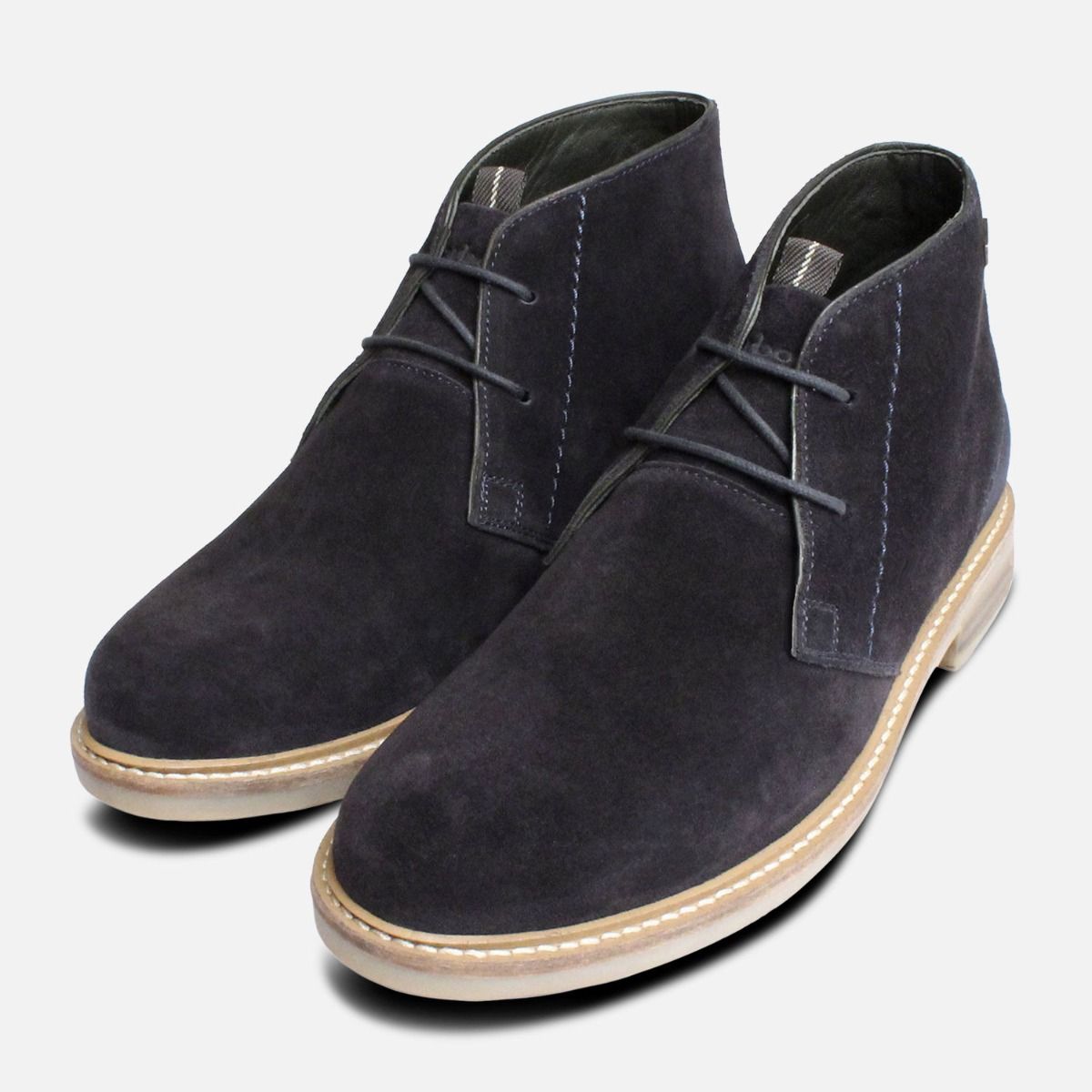 Amberjack Men\'s Navy Suede Chukka Boots - Casual Lace-Up John White Westbury 4 Mens Navy Blue Suede Chukka Boots main image 2