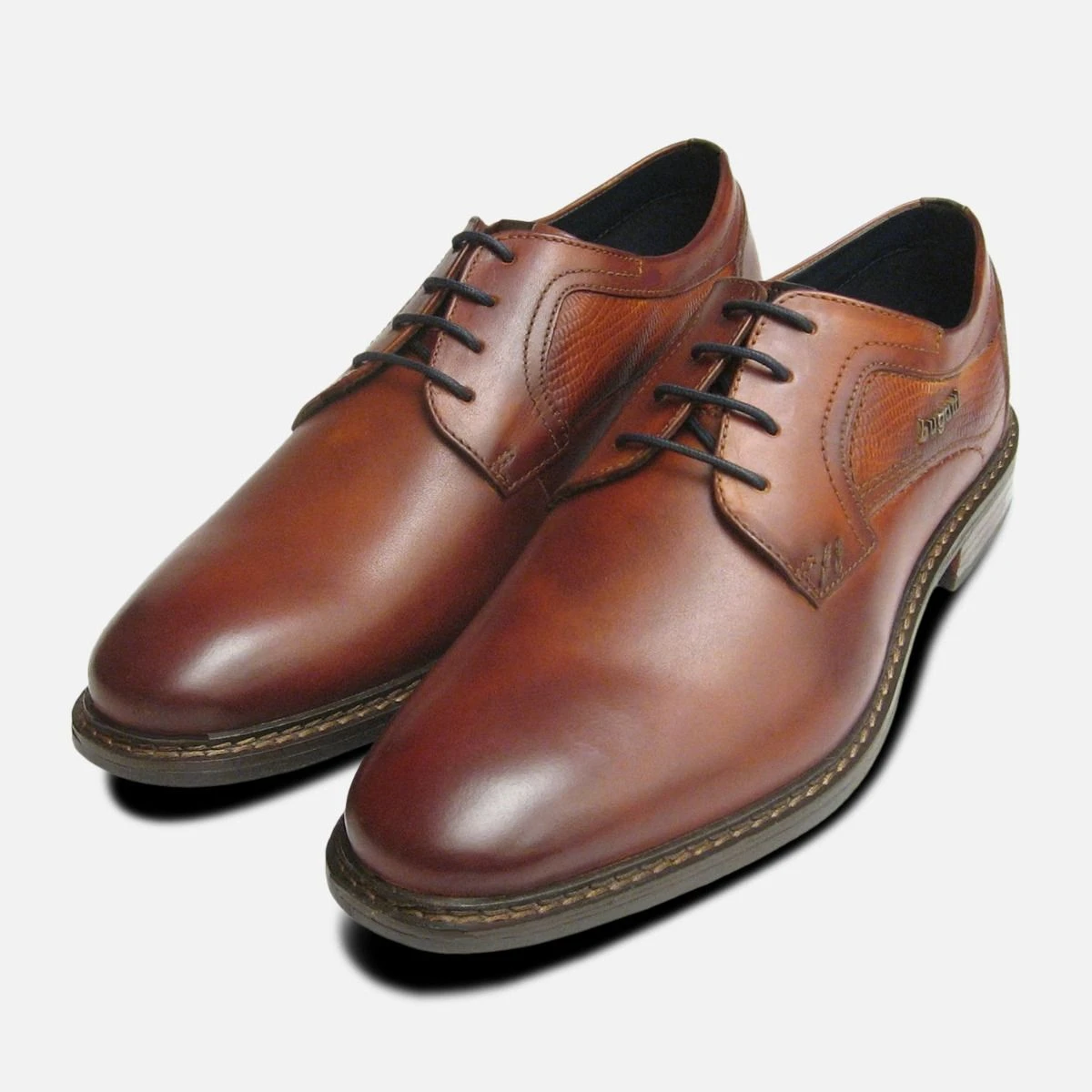 Bugatti Brown Leather Lace Up Dress Shoes Men Size‎ 43 EU 10 US Casual Formal Bugatti Mens Formal Lace Up Shoes in Cognac Brown main image 3