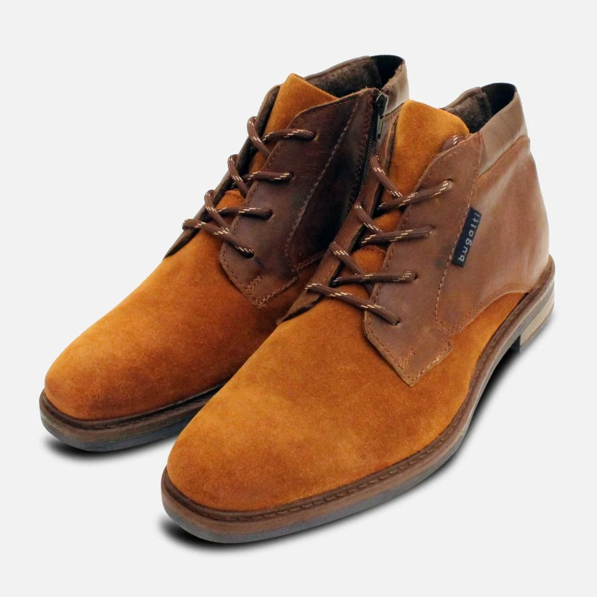 Snuff Suede Bugatti Mens Designer Zip Chukka Boots display picture 3