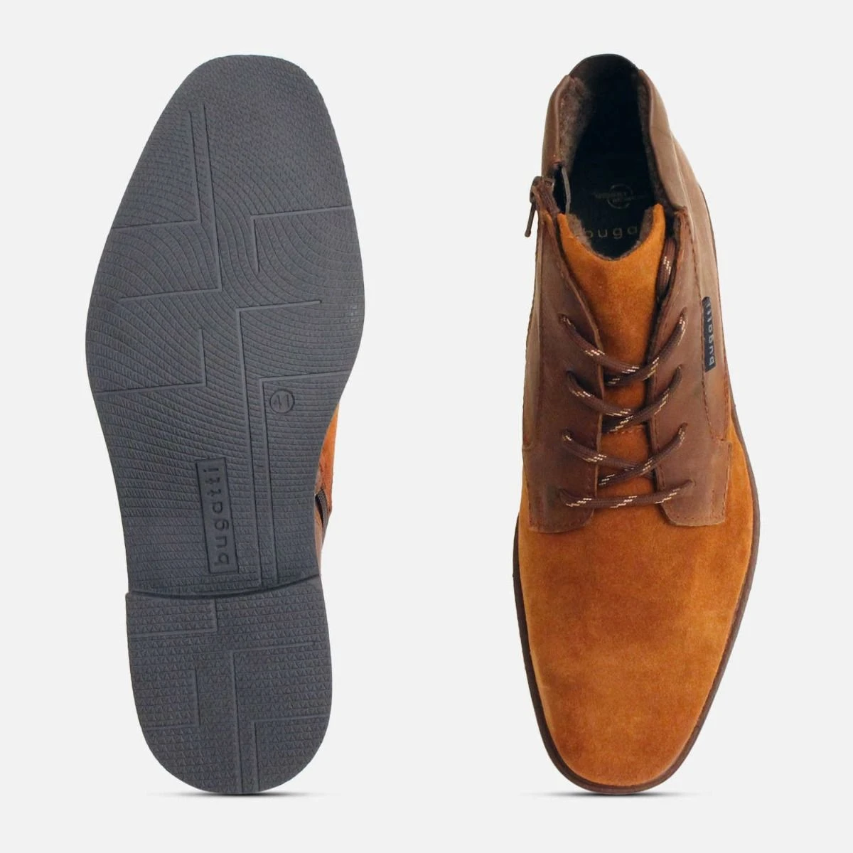 Snuff Suede Bugatti Mens Designer Zip Chukka Boots display picture 1