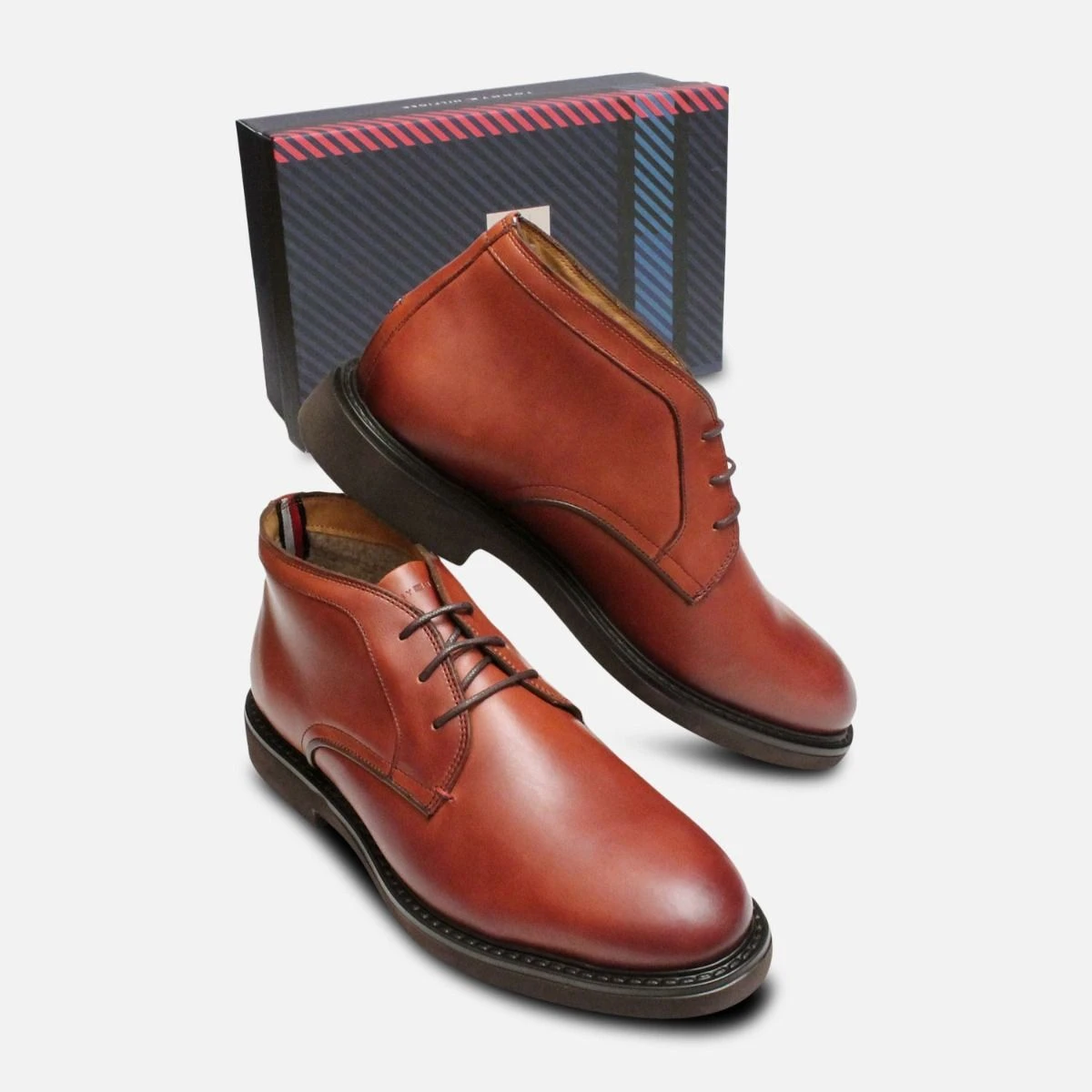 Tommy Hilfiger Men’s Brown Leather Chukka Boots with Signature Stripe Detail Tommy Hilfiger Harbin | SHOE DEPT ENCORE main image 4