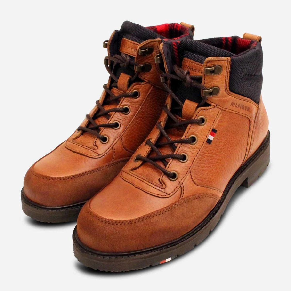 Tommy Hilfiger Men\'s Tan Leather Boots Tommy Hilfiger Luxury Outdoor Boots in Tan Brown Leather main image 2