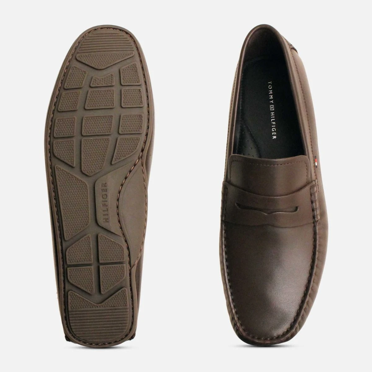 Tommy Hilfiger Dark Brown Mens Penny Loafer Shoes