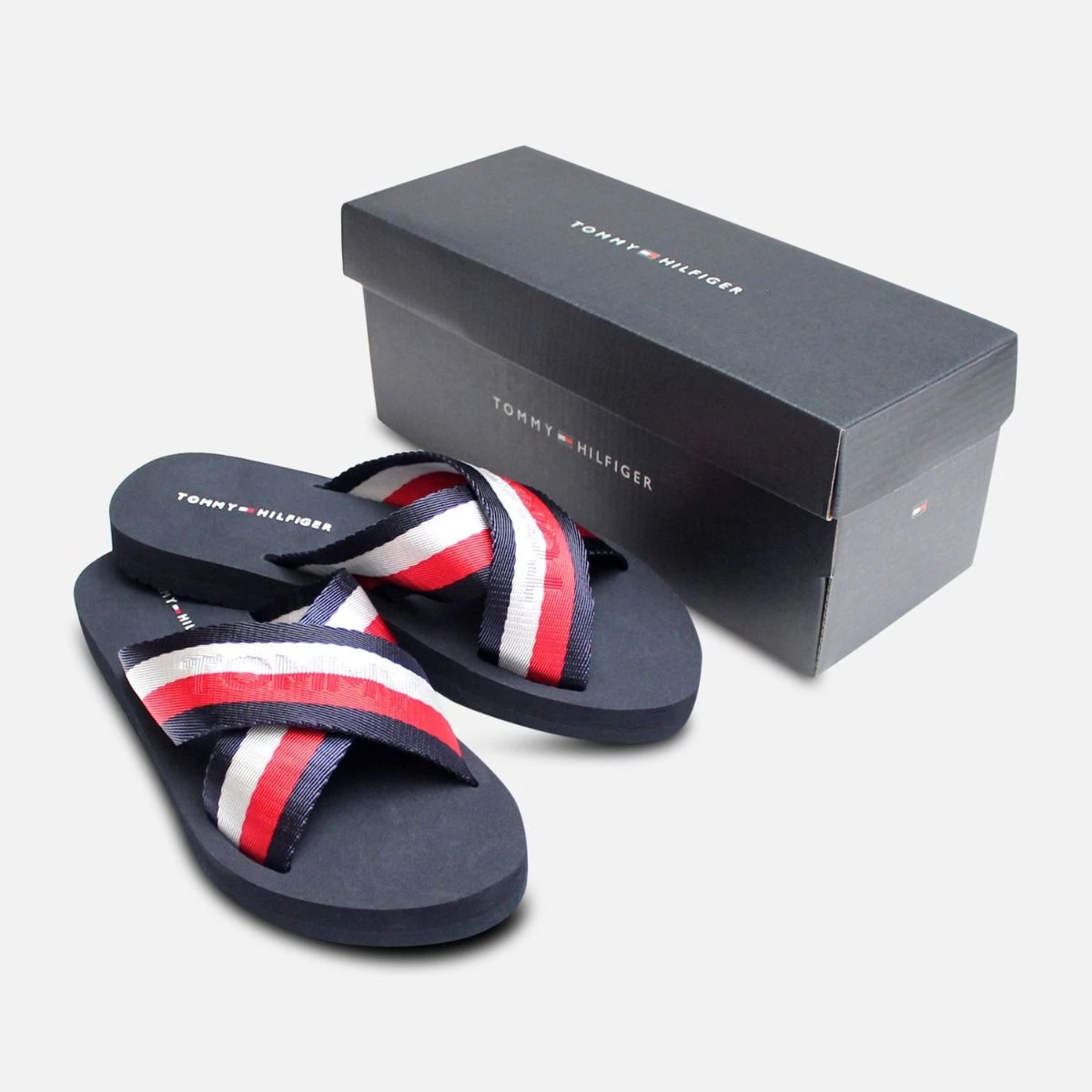 Tommy Hilfiger Red White & Blue Crossover Slide Sandals