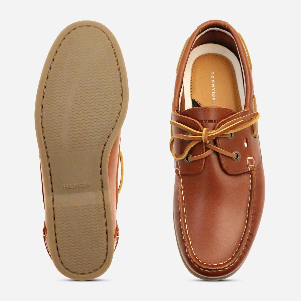 Tommy Hilfiger Light Brown Designer Boat Shoes display picture 1