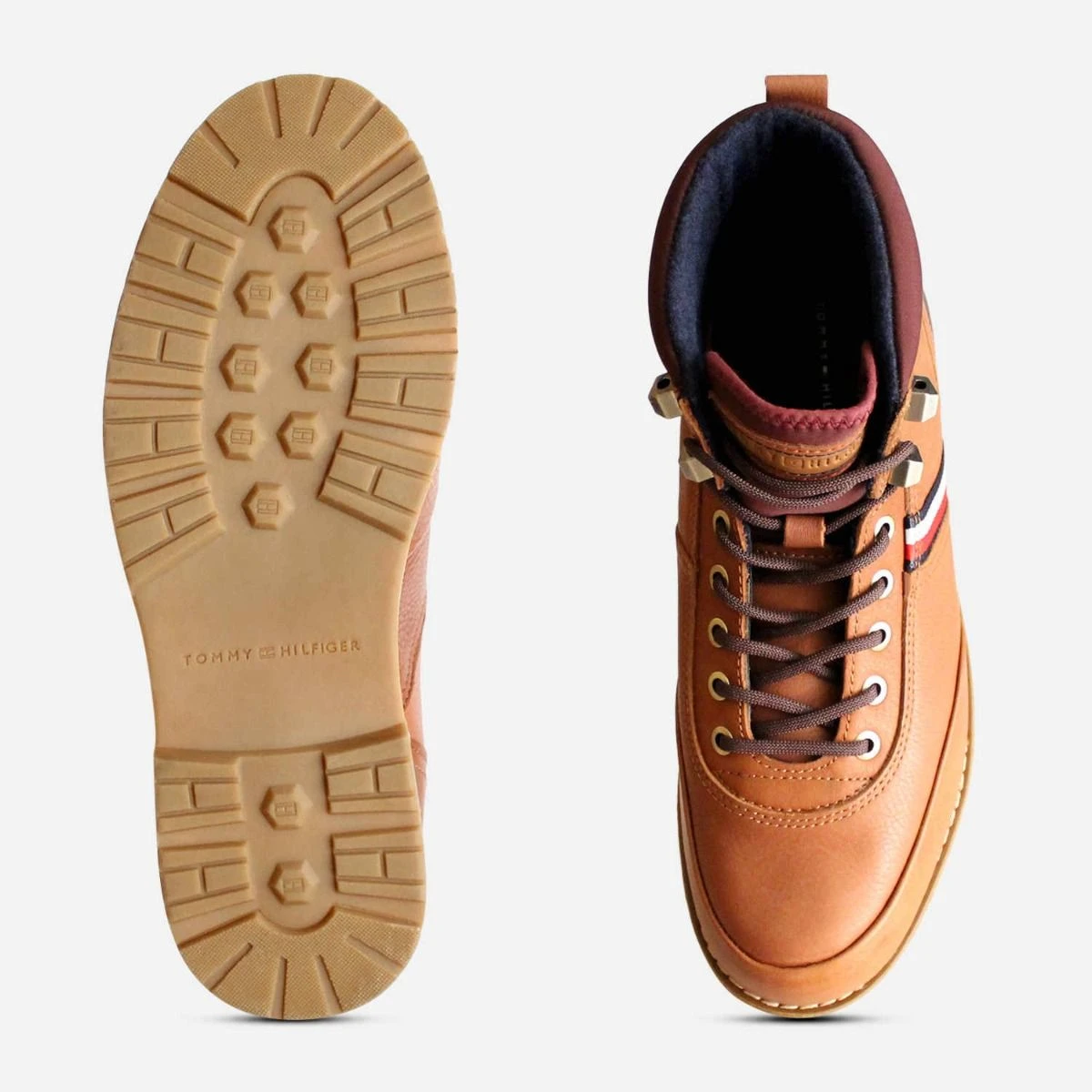 Tommy Hilfiger Luxury Outdoor Boots in Tan Brown Leather