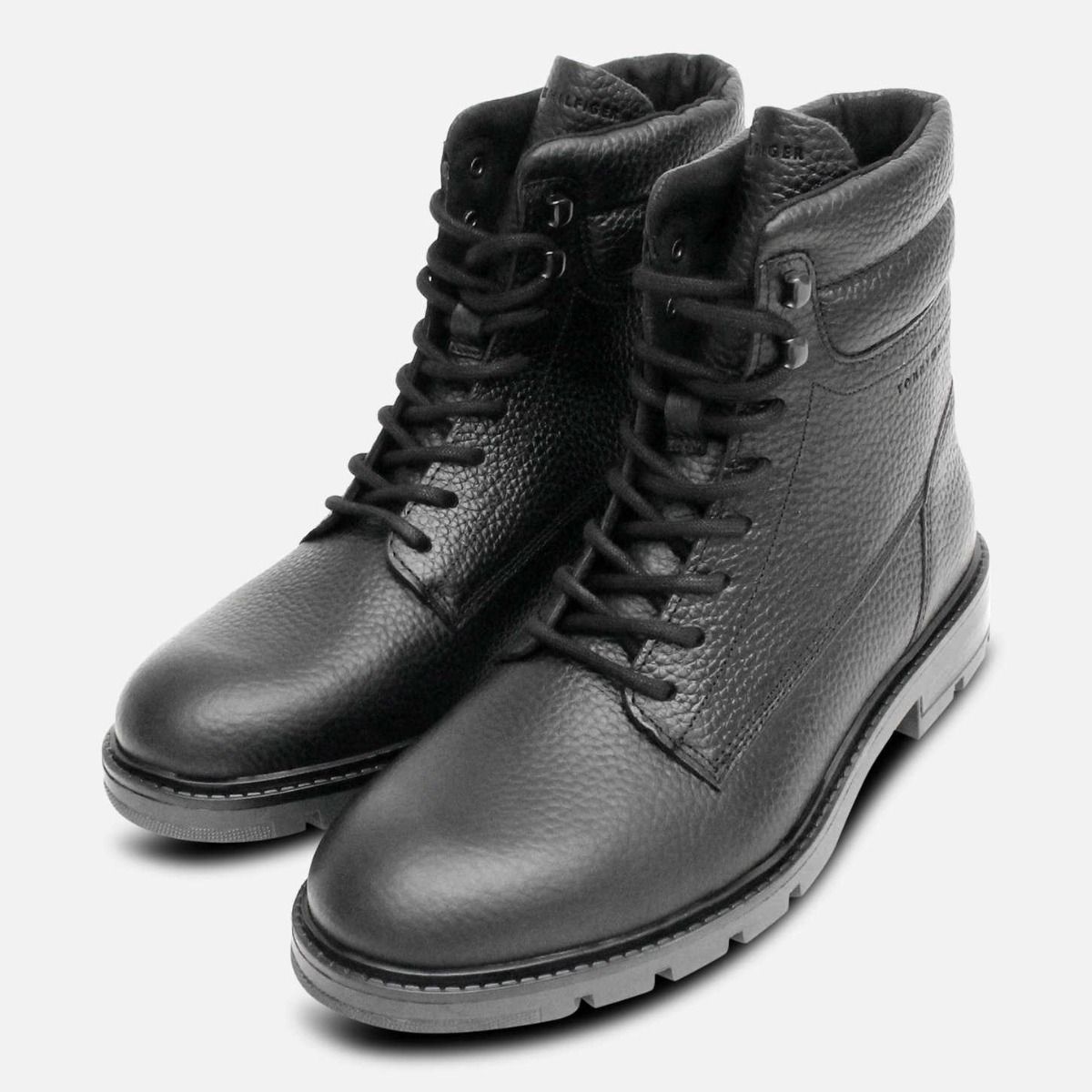 Tommy Hilfiger All Black Warm Commander Lace Up Boots