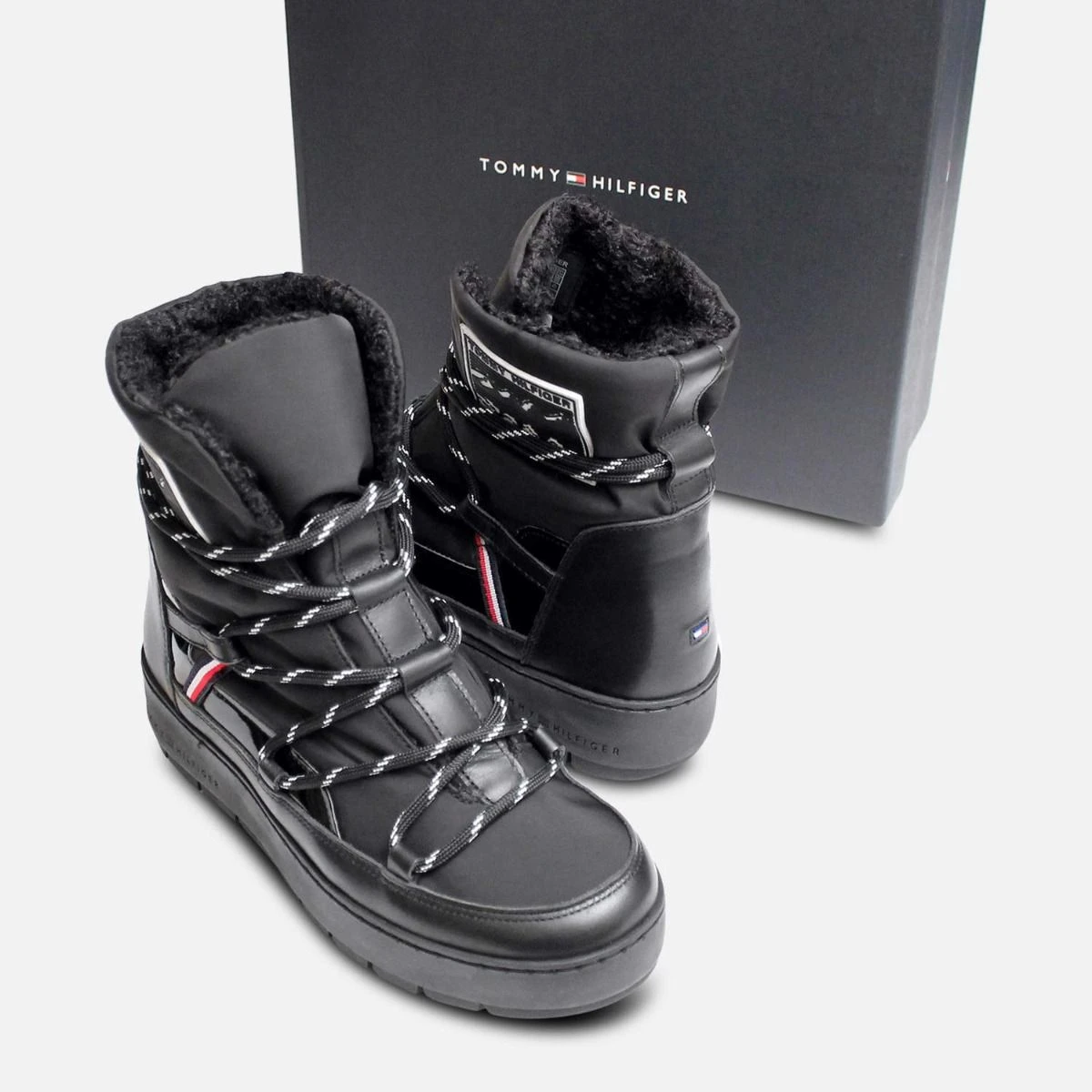Tommy Hilfiger Mens 9.5 Winter Boots Black Faux Fur Air Walk Winter Snow Boots Womens 10 Myra Black Faux Fur  main image 3