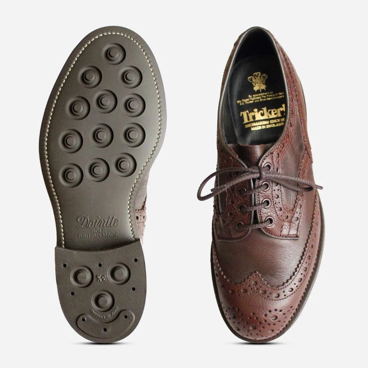 靴 Tricker's Mens Two Tone Derby Brogue UK8 Trickers Brown Two Tone Deerskin Brogue Shoes with Dainite Sole