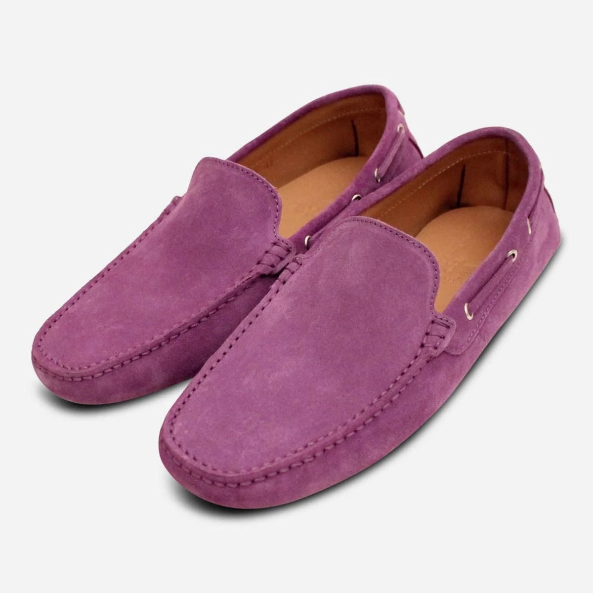 Mens Violet Purple Suede Italian Driving Shoe Moccasins