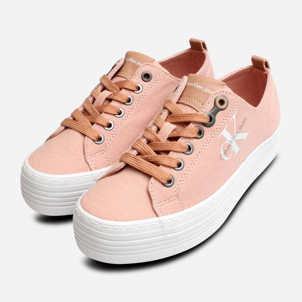 【CK】 Zolah Calvin Klein Chunky Canvas Trainers in Dusk Pink