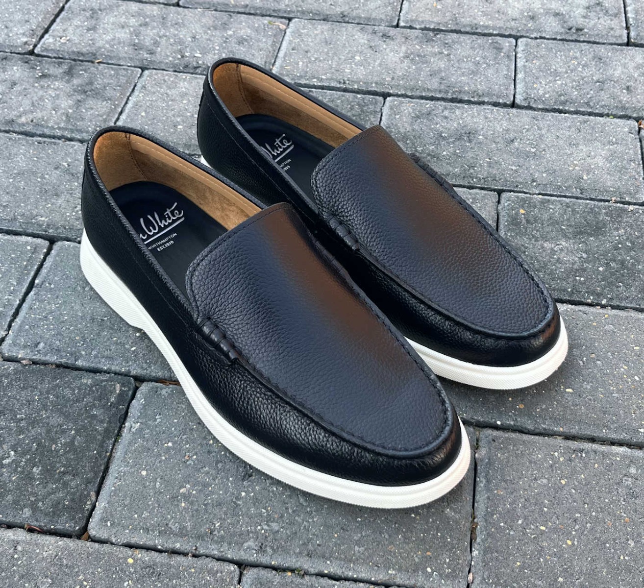 John White Dark Navy Blue Shoes White Rubber Sole