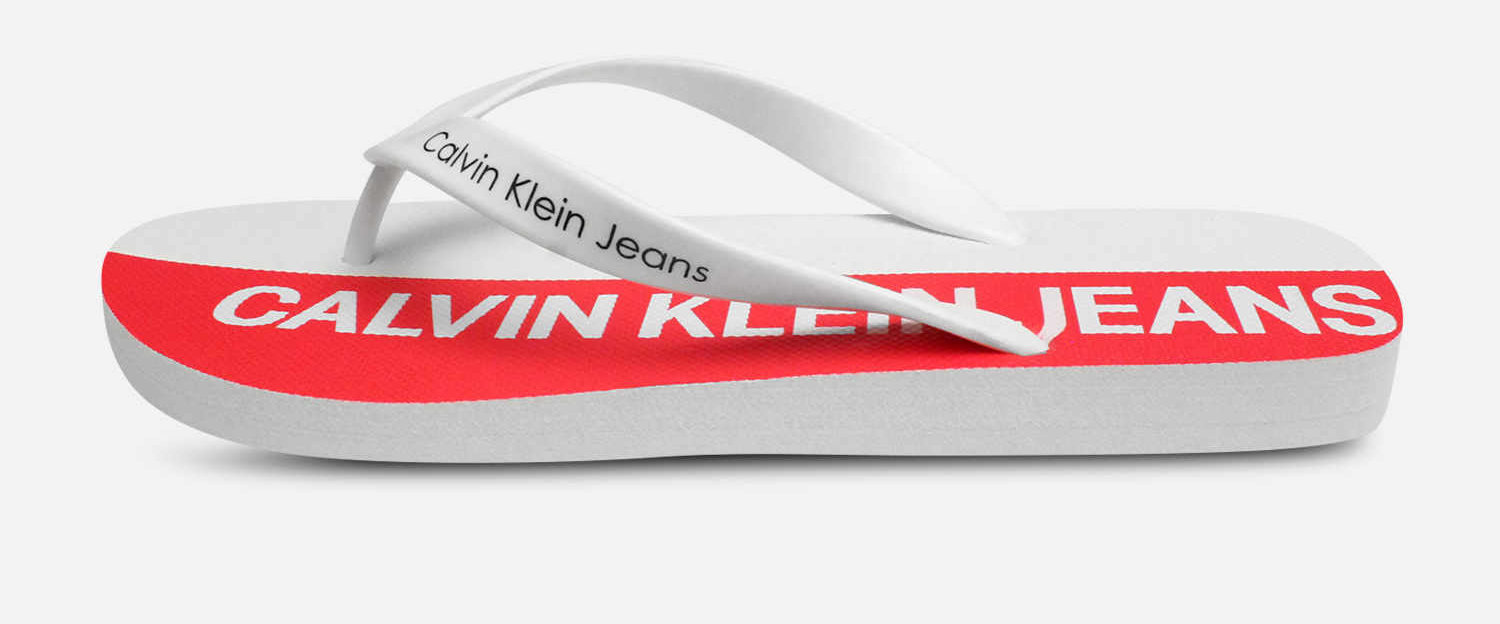 Calvin Klein Mens Errol Flip Flops in Red & White