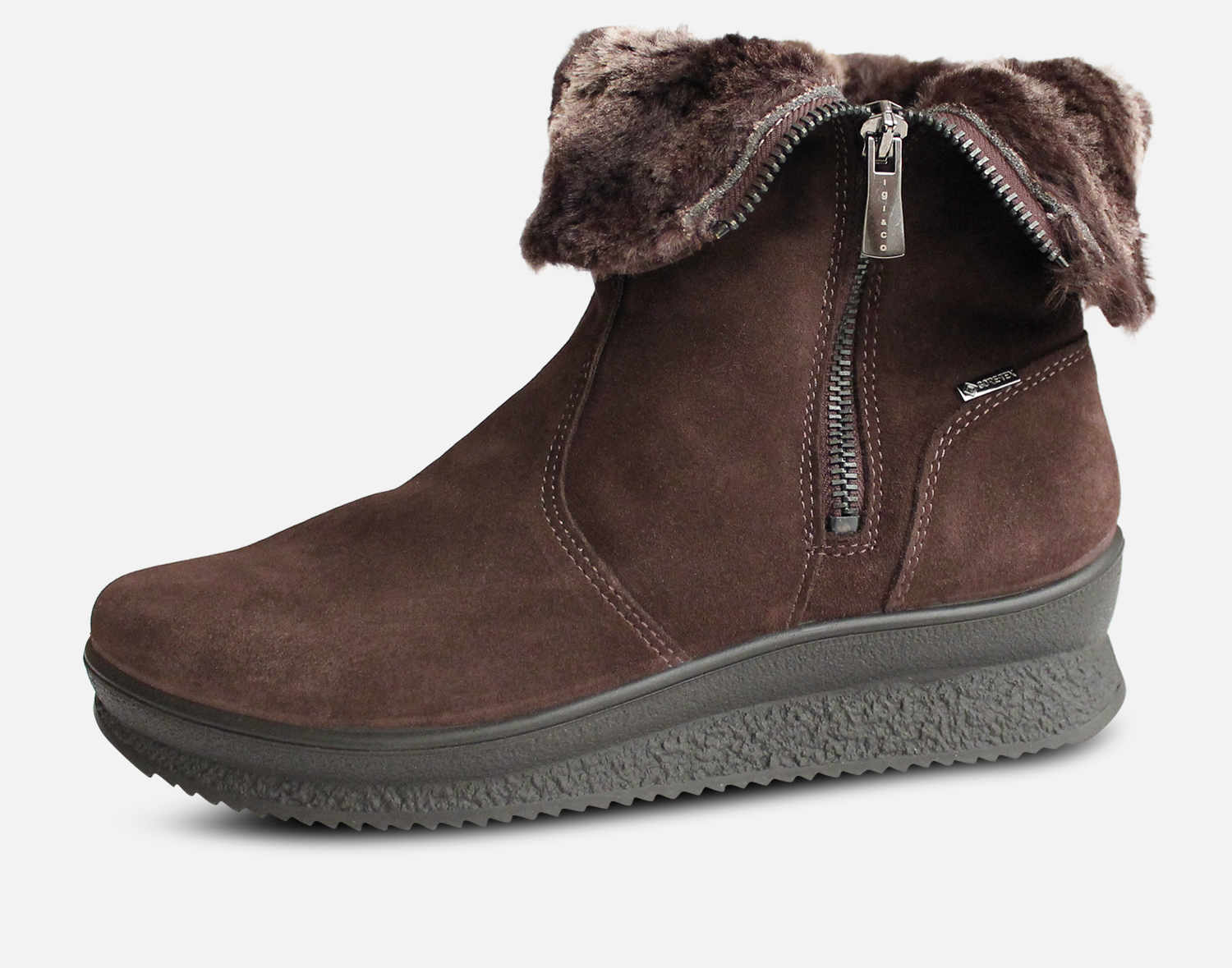 Brown Suede Waterproof Gore Tex Womens Fur Zip Boot