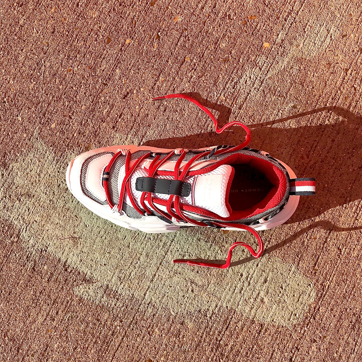 Tommy Hilfiger White & Red Chunky Designer Trainers