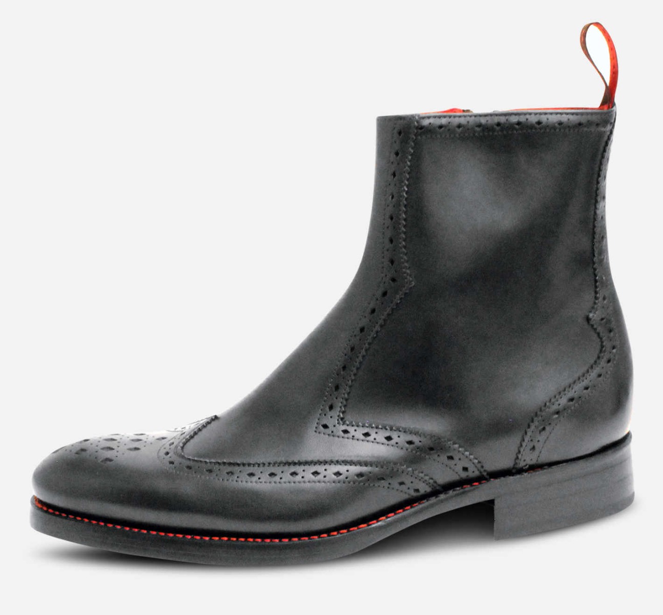Premium Jeffery West Black Diamond Brogue Zip Boots