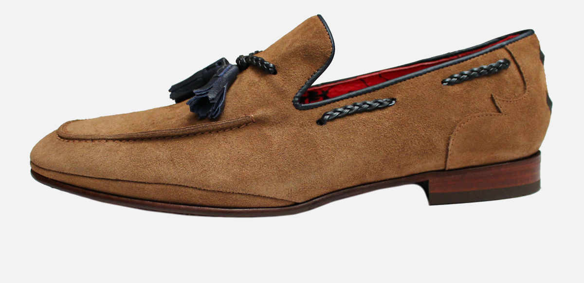 Jeffery West Brown Rhum Suede Luxury Tassel Loafer Shoes