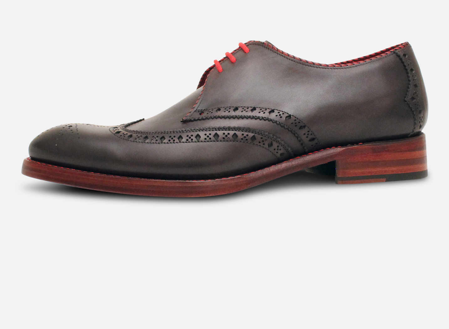 Jeffery West Grey Diamond Red Lace Up Mens Shoes