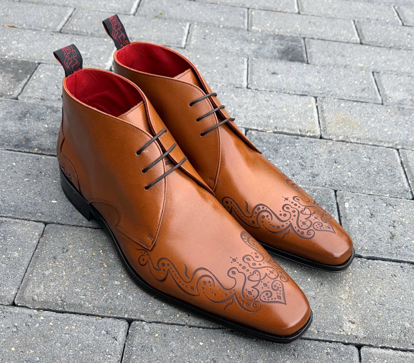 Jeffery West Honey Brown Leather Designer Chukka Boots