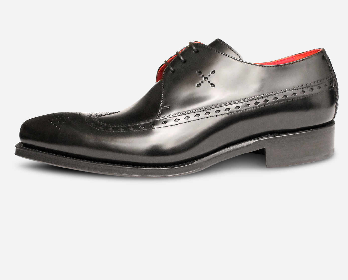 Jeffery West Premium Black Brogue Italian Lace Up Shoe