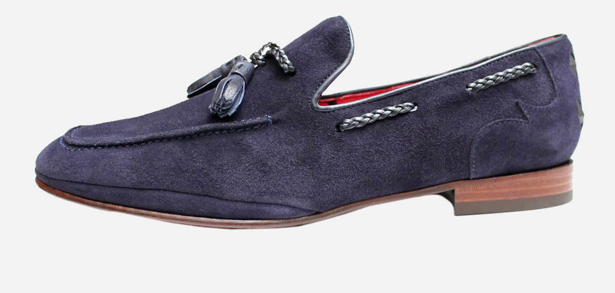 Jeffery West Navy Blue Suede Luxury Tassel Loafer Shoes
