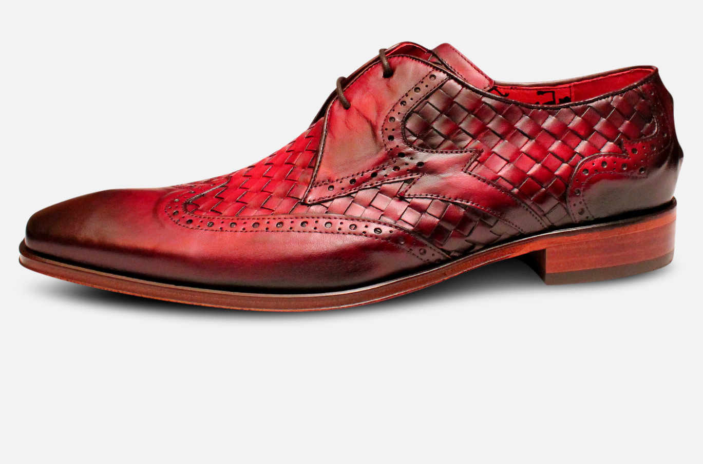 Jeffery West Burgundy Oxblood Weave Designer Shoes