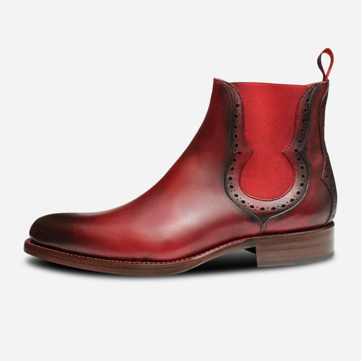 Jeffery West Dark Burgundy Red Elastic Chelsea Boots
