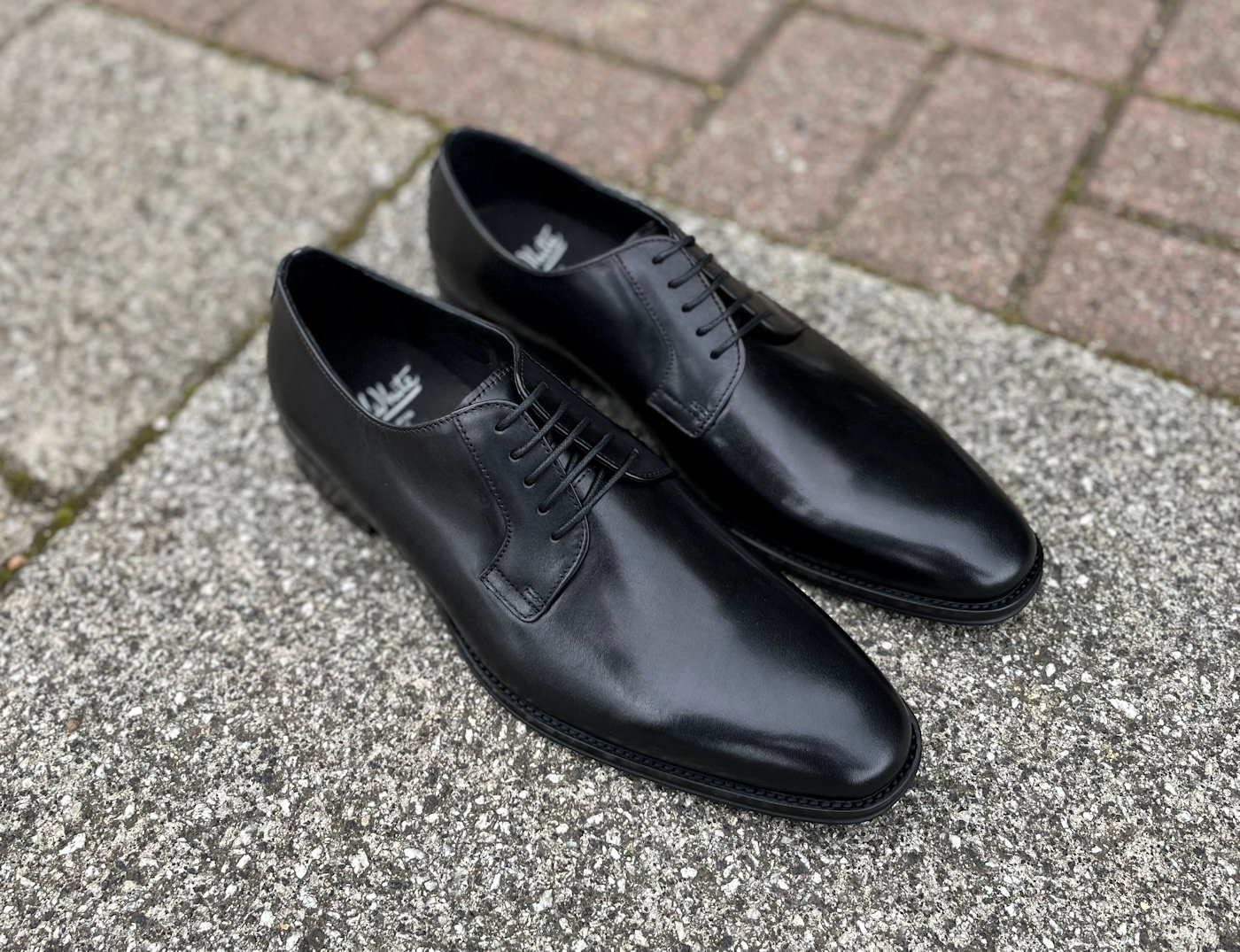 John White Formal Black Leather Mens Lace Up Shoes